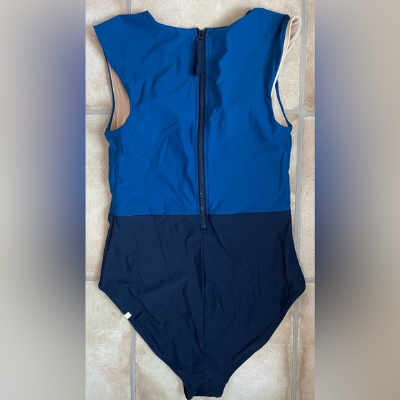 Summersalt The Surf High Neck Cap Sleeve One Piece Swimsuit, Blue; size 10 - Picture 3 of 6